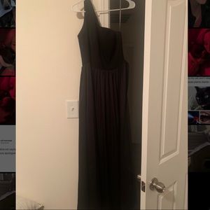 Vera Wang single shoulder black bridesmaid dress